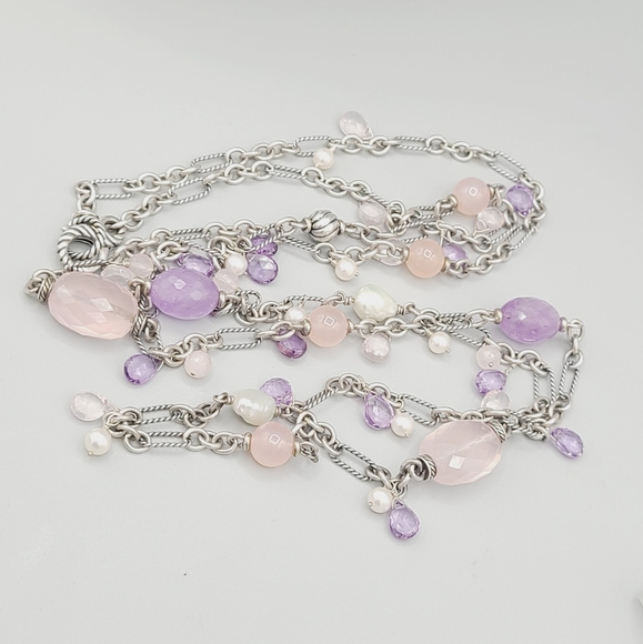 David Yurman Tweejoux Multi Gems Necklace With Lavender Amethyst And Rose Quartz - Picture 6 of 9
